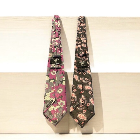 IMANI UOMO 100% silk Ties Lot of 2 Bow Knot Tie Handmade - Picture 1 of 7